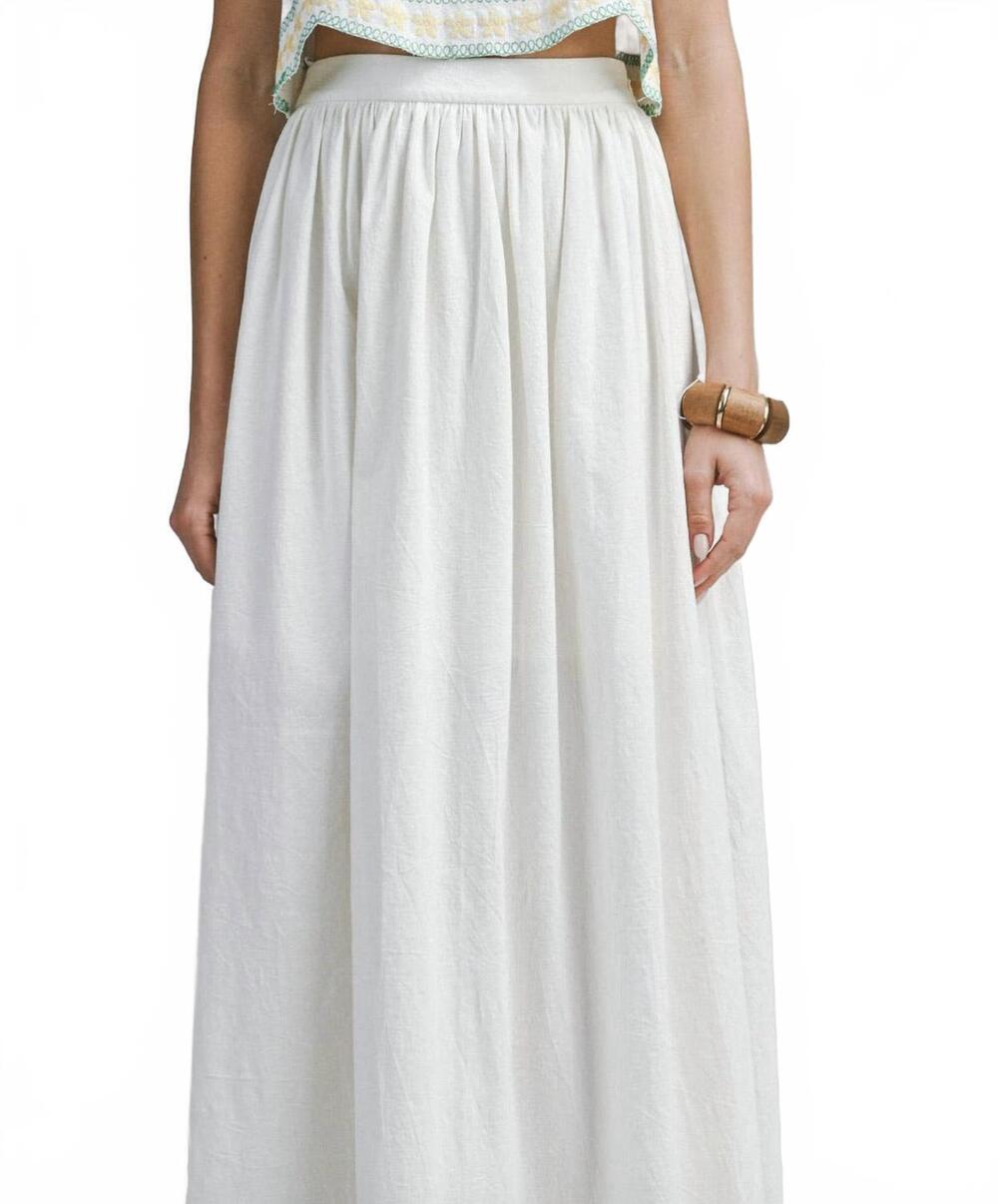 NEW LE CLICHE embroidered maxi skirt in white